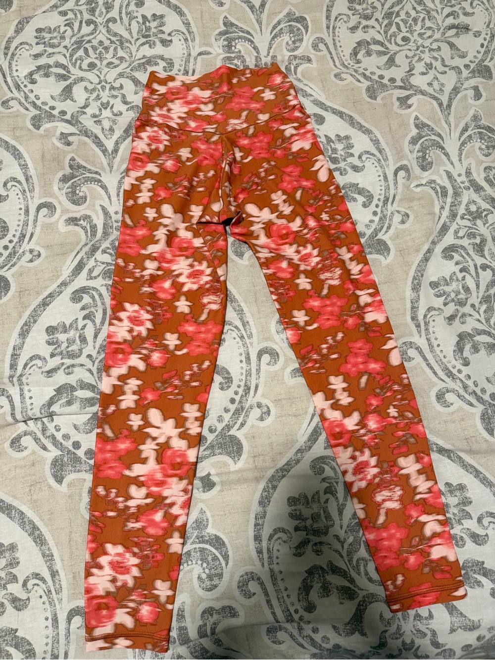 ' Floral Stretch Leggings - Rust Pink M